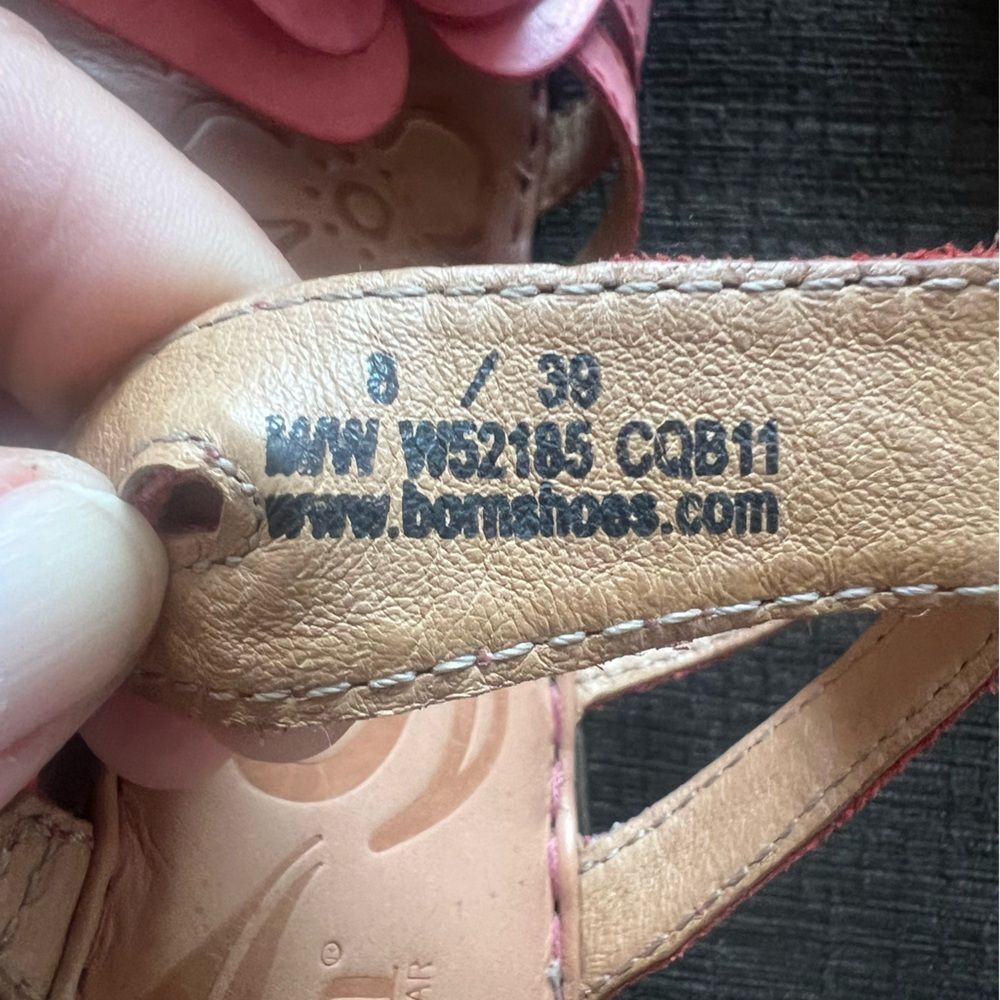 Born Sandals Flower Cone Heel Strappy Platform Slip On Leather Pink Size 8/39 - Picture 6 of 10